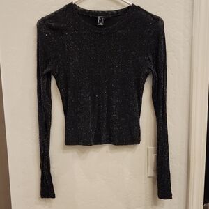 Forever 21 Sparkling Black Long Sleeve Top